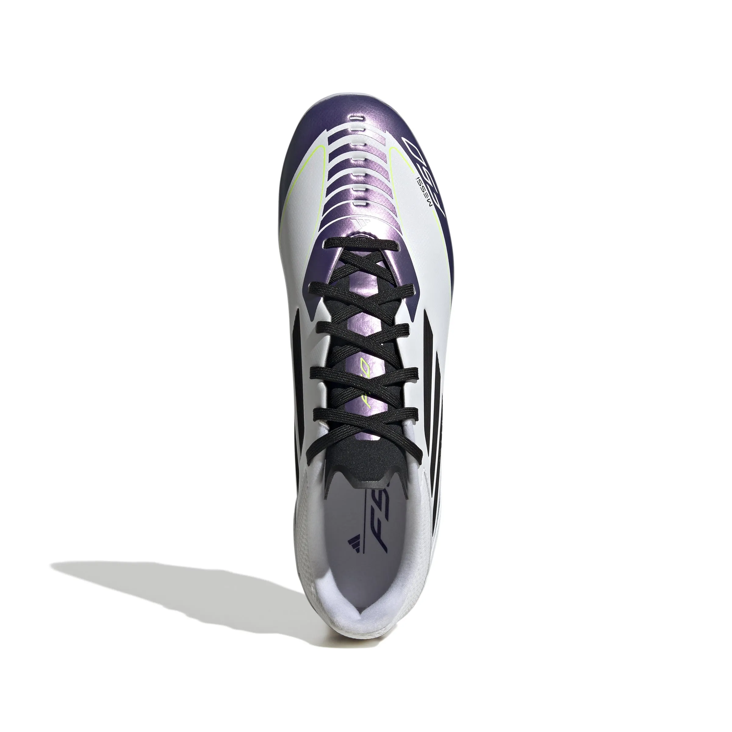 adidas F50 League FG/MG Fester Boden/Mehrzweckboden MESSI Stollenschuhe - FTW Weiß/Core Schwarz/Unity Lila