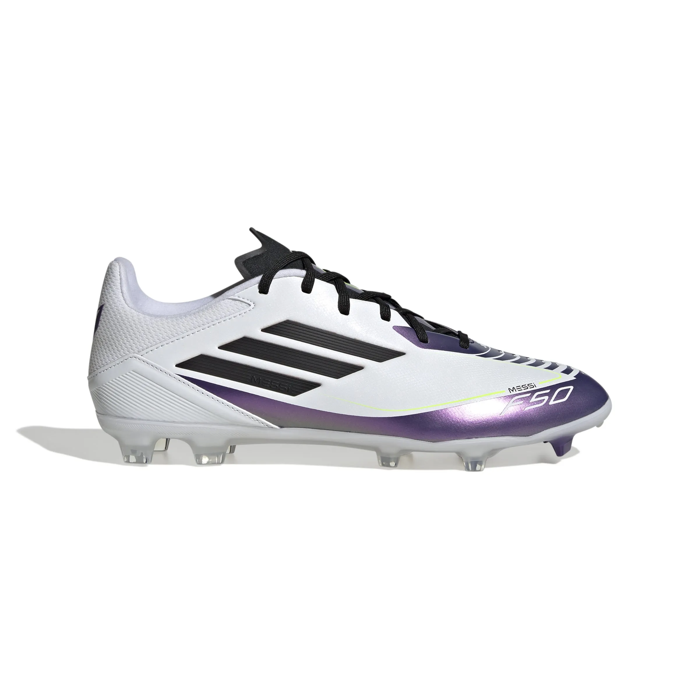 adidas F50 League FG/MG Fester Boden/Mehrzweckboden MESSI Stollenschuhe - FTW Weiß/Core Schwarz/Unity Lila