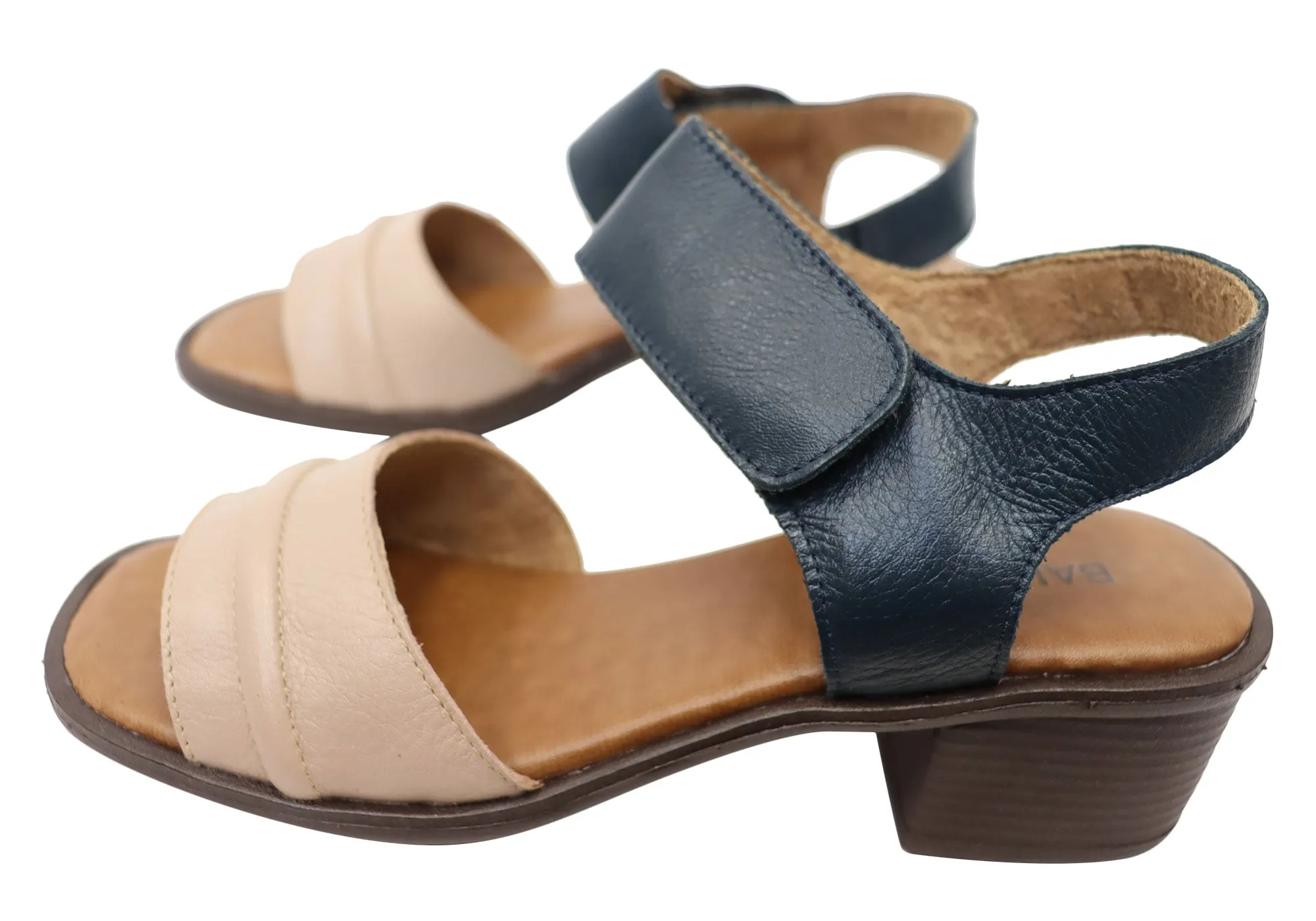 Balatore Laura Damen Bequeme Brasilianische Leder Sandalen mit Niedrigem Absatz Balatore Schuhe
