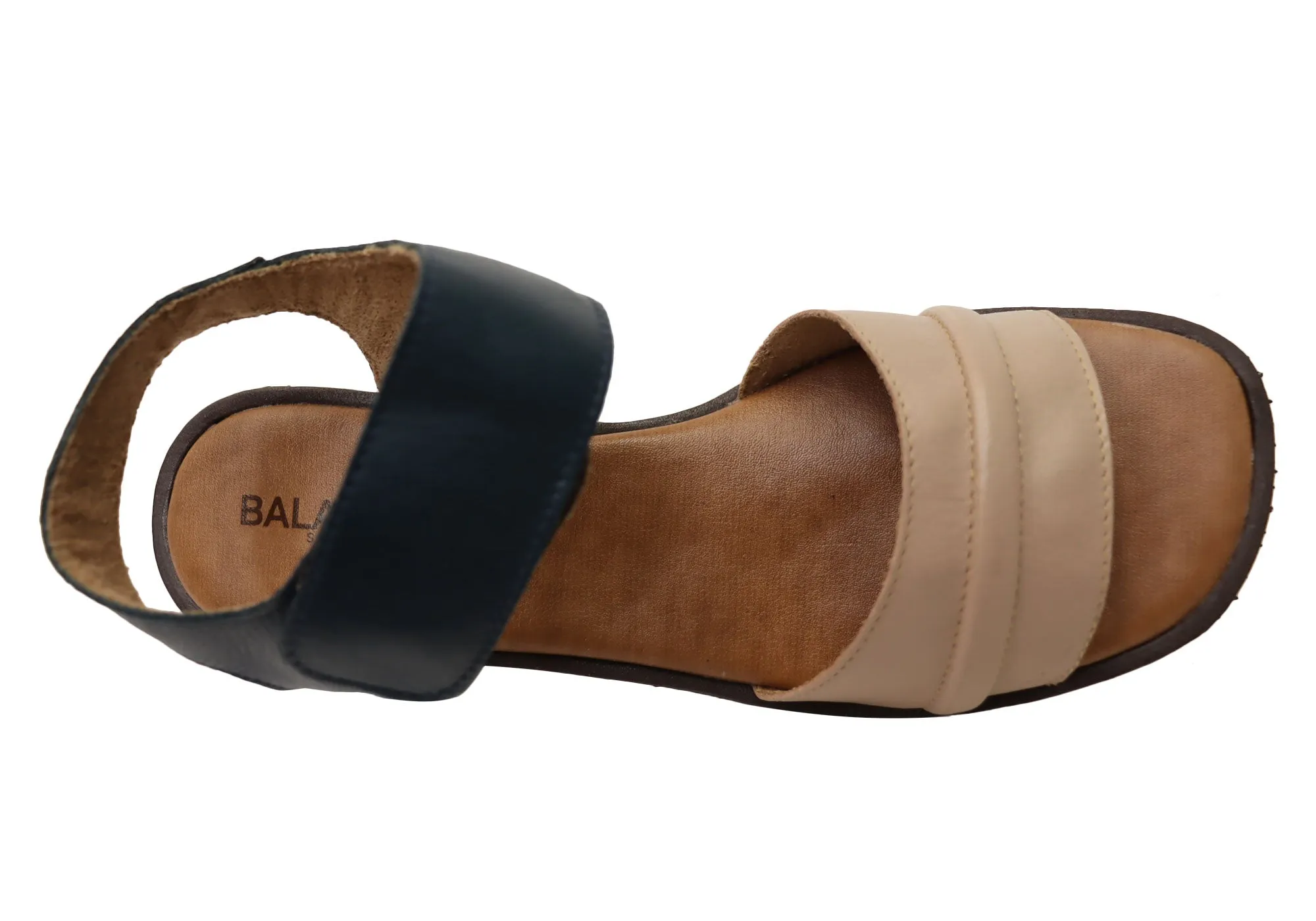 Balatore Laura Damen Bequeme Brasilianische Leder Sandalen mit Niedrigem Absatz Balatore Schuhe