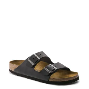 Birkenstock Arizona Sandale mit weicher Fußbettung aus geöltem Leder in Schwarz