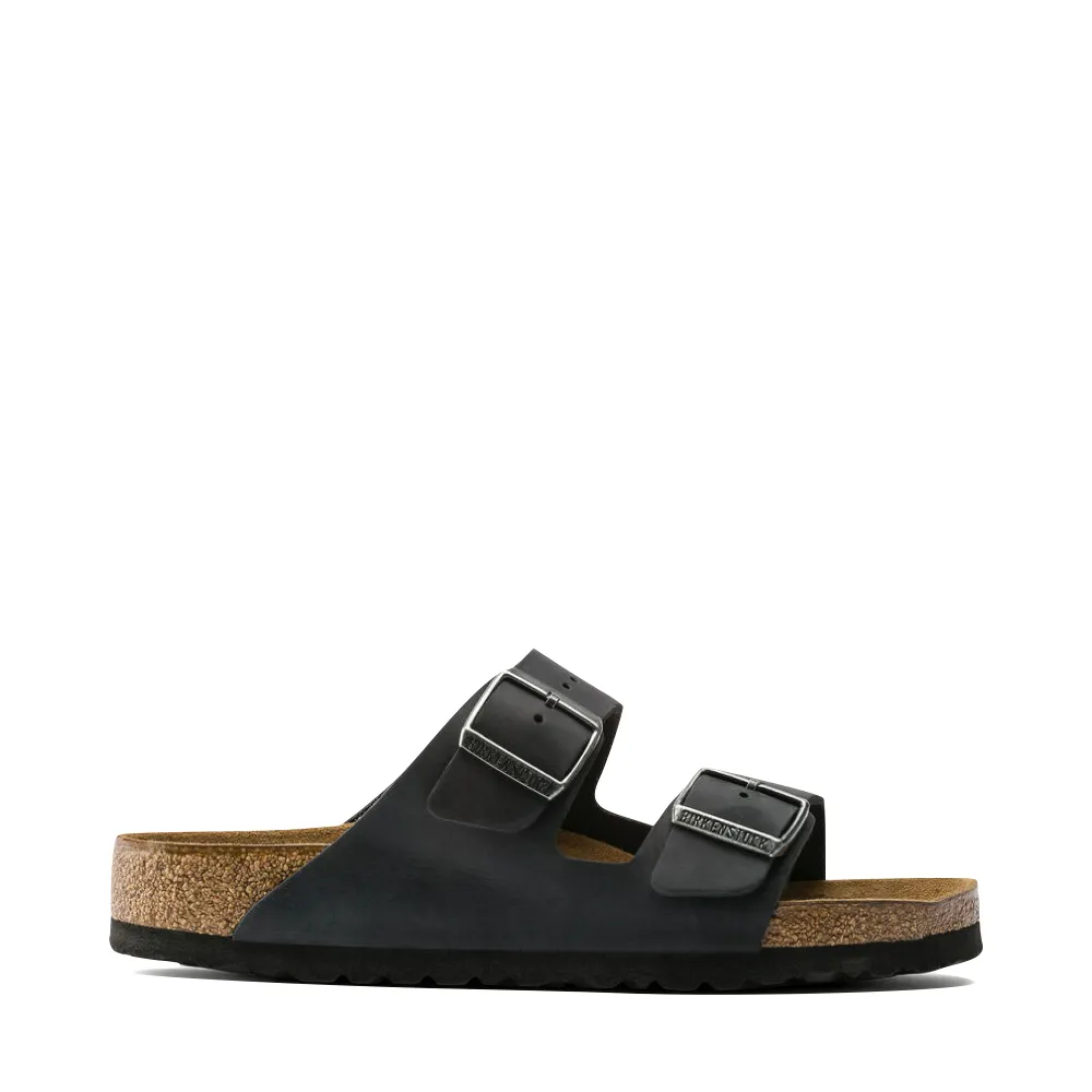 Birkenstock Arizona Sandale mit weicher Fußbettung aus geöltem Leder in Schwarz
