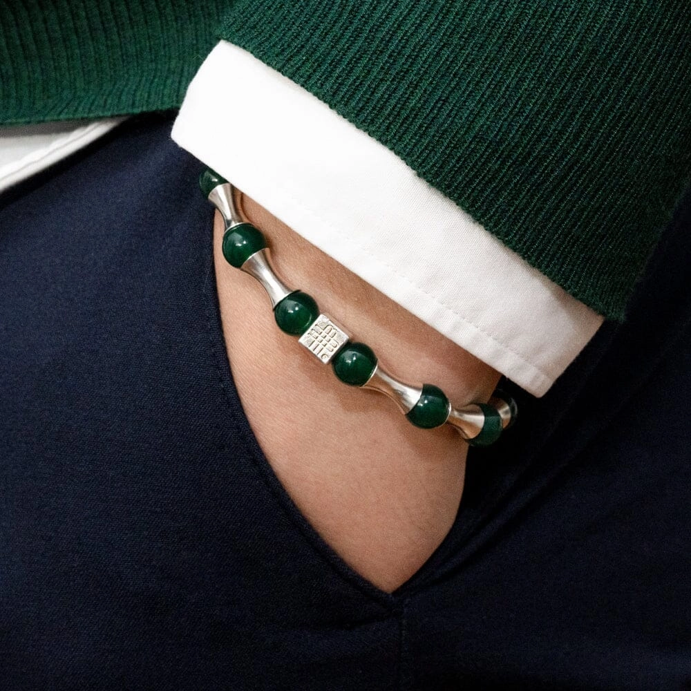 Bracelet GREEN WAVE - COLLECTOR item - 925 sterling silver