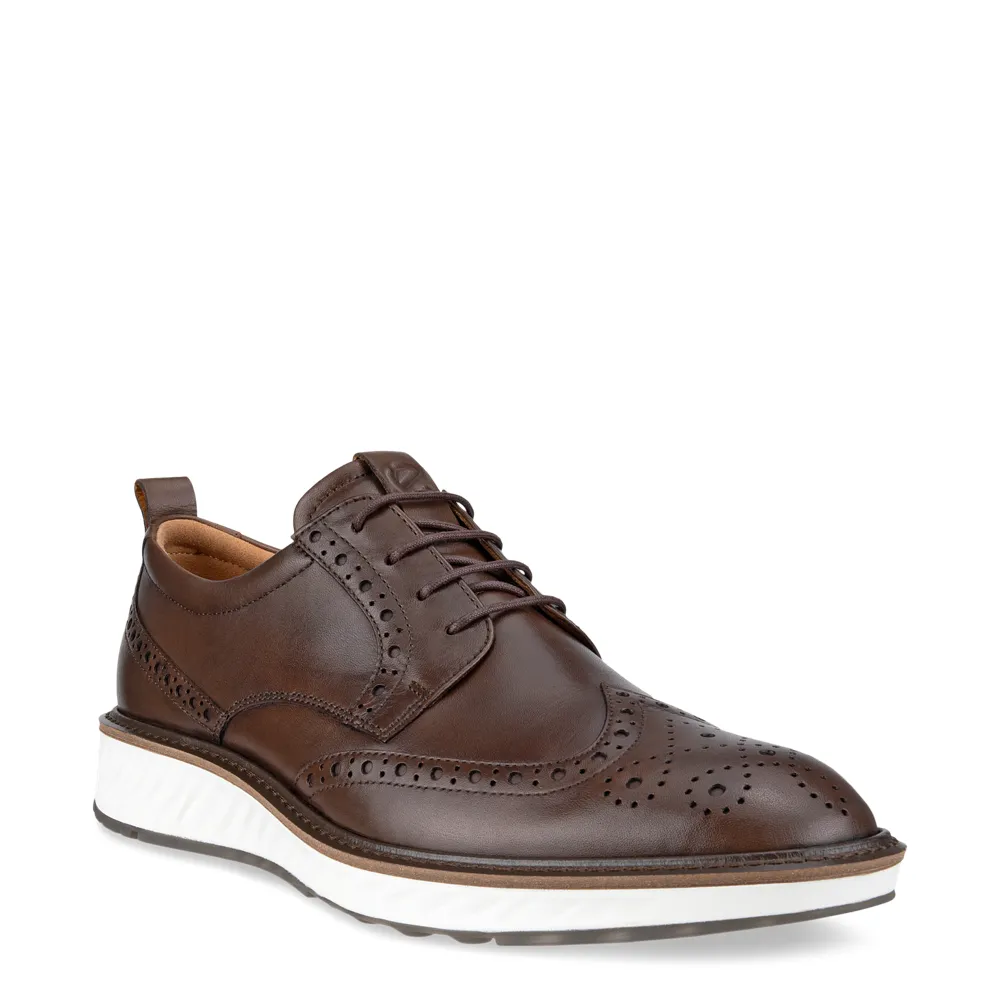 Ecco Herren ST. 1 Hybrid Wingtip Leder-Schnürschuh in Kakaobraun