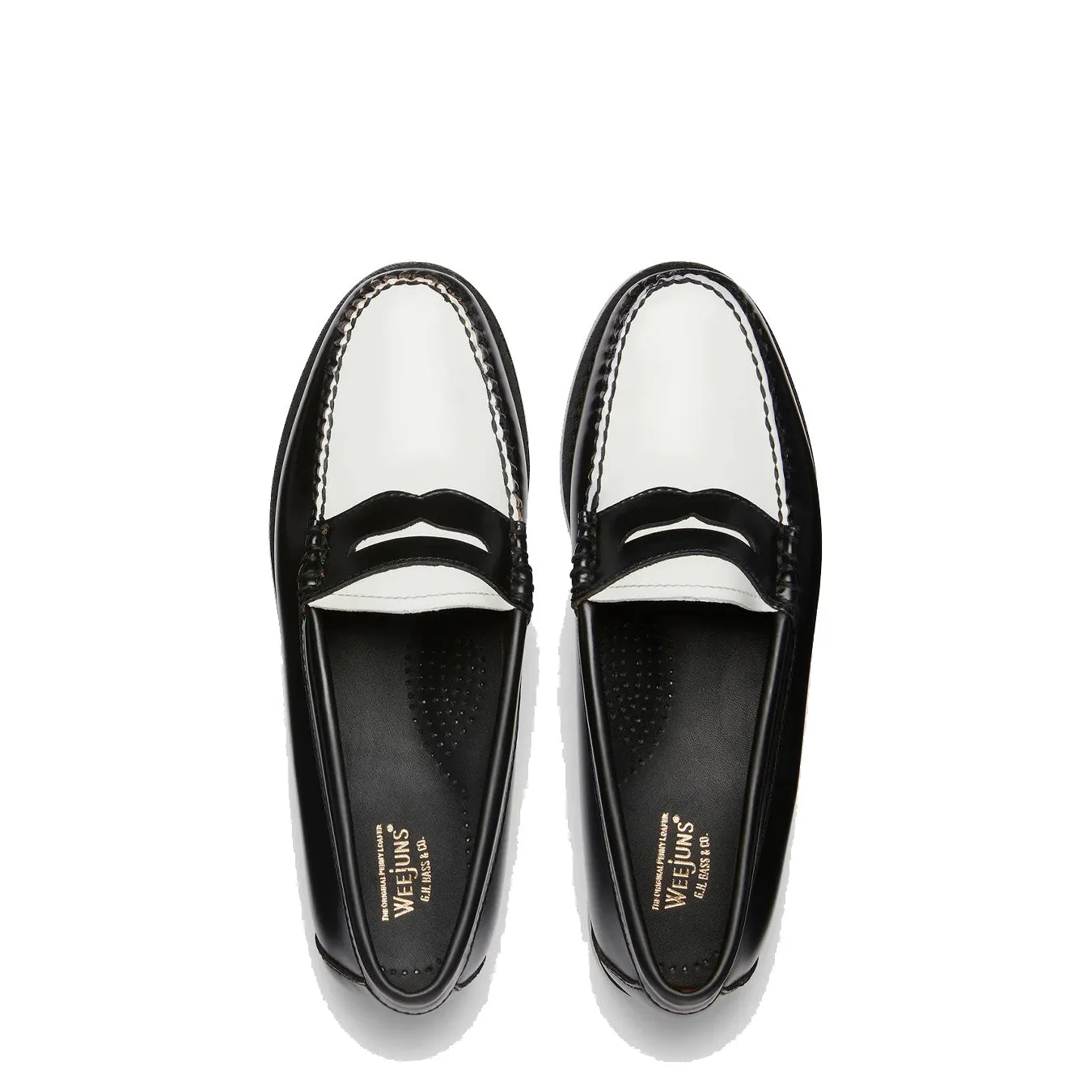 G.H.Bass Damen Bass Weejun Penny Loafer Schwarz & Weiß Leder G.H.Bass Schuhe