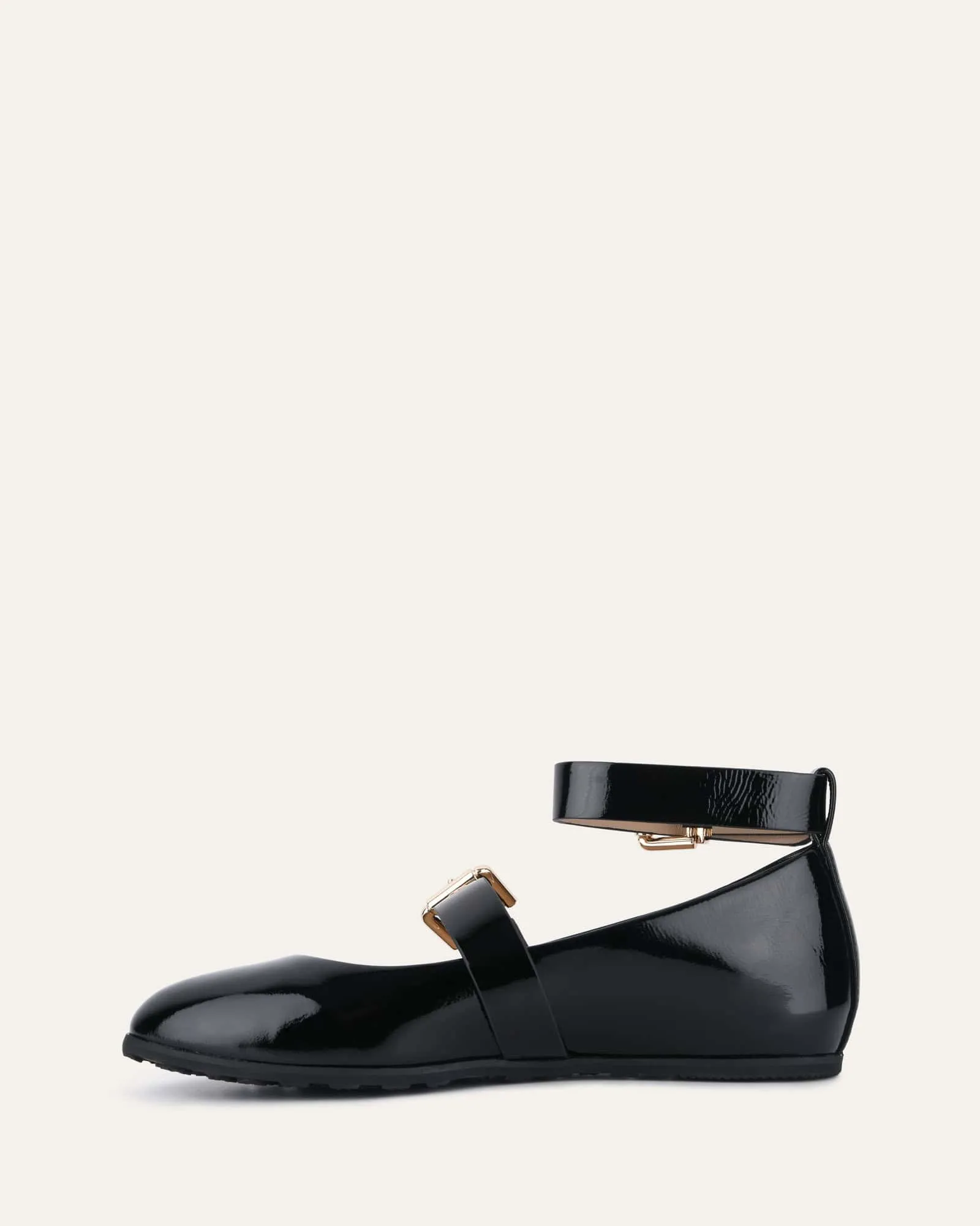HERA CASUAL FLATS SCHWARZ KREMPELNDES GLANZLEDER