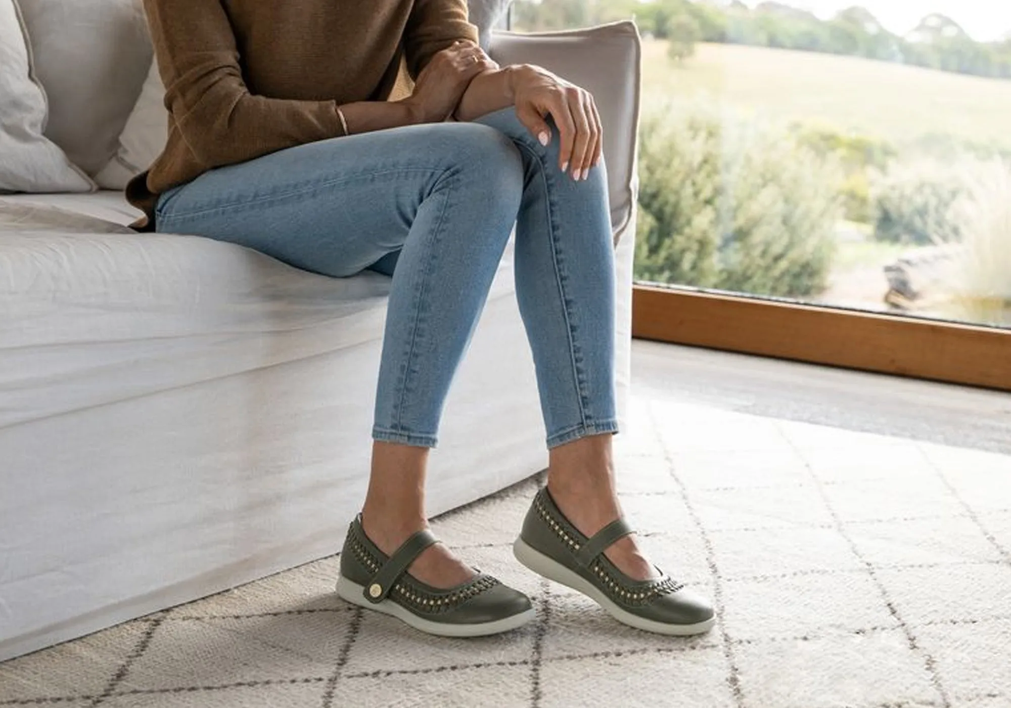 Homyped Sierra Sommer Damen Leder Bequeme Mary Jane Schuhe Homyped Schuhe