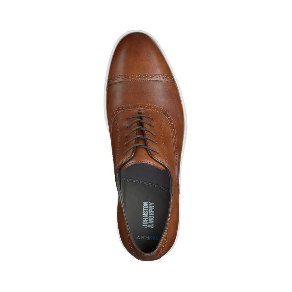 Johnston & Murphy Herren Brody Cap Toe in Braun Handgefärbtem Leder