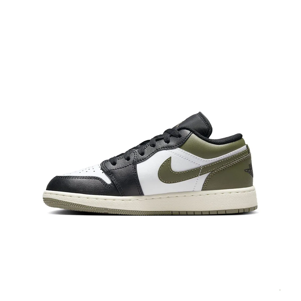 Kids Air Jordan 1 Low 'Schwarze Zehenspitze Mitteloliv'