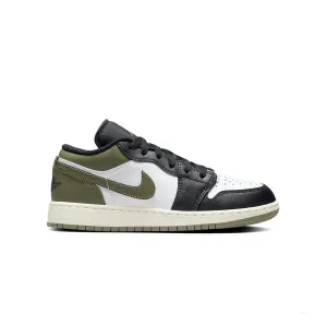 Kids Air Jordan 1 Low 'Schwarze Zehenspitze Mitteloliv'