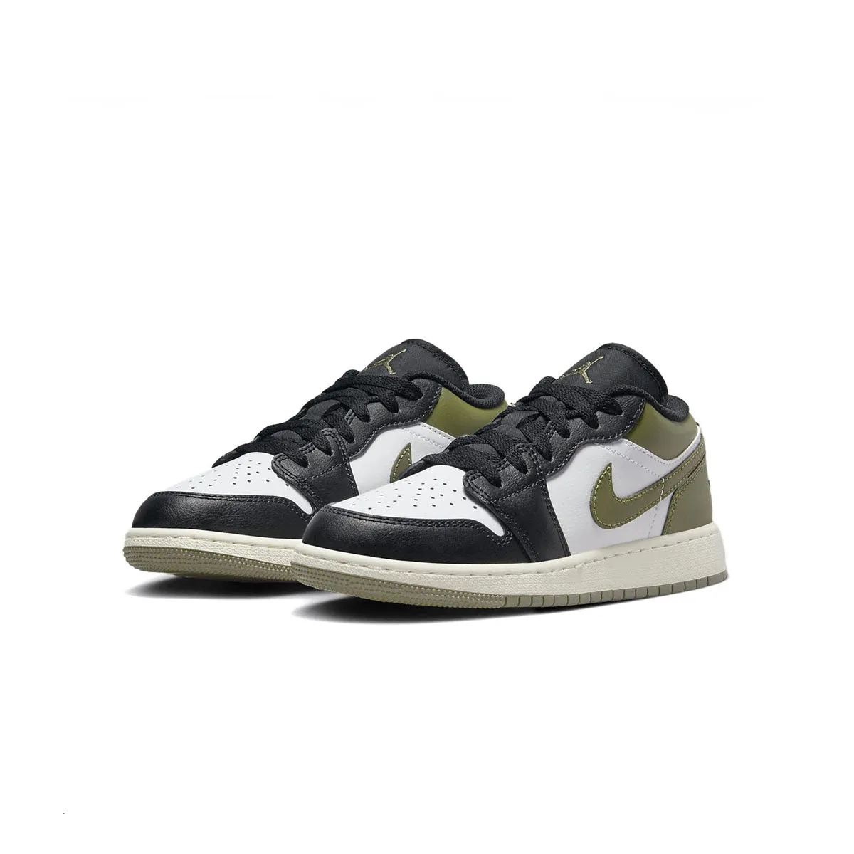 Kids Air Jordan 1 Low 'Schwarze Zehenspitze Mitteloliv'