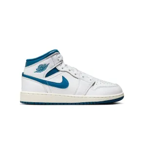 Kids Air Jordan 1 Mid 'Weiß Industrial Blau'