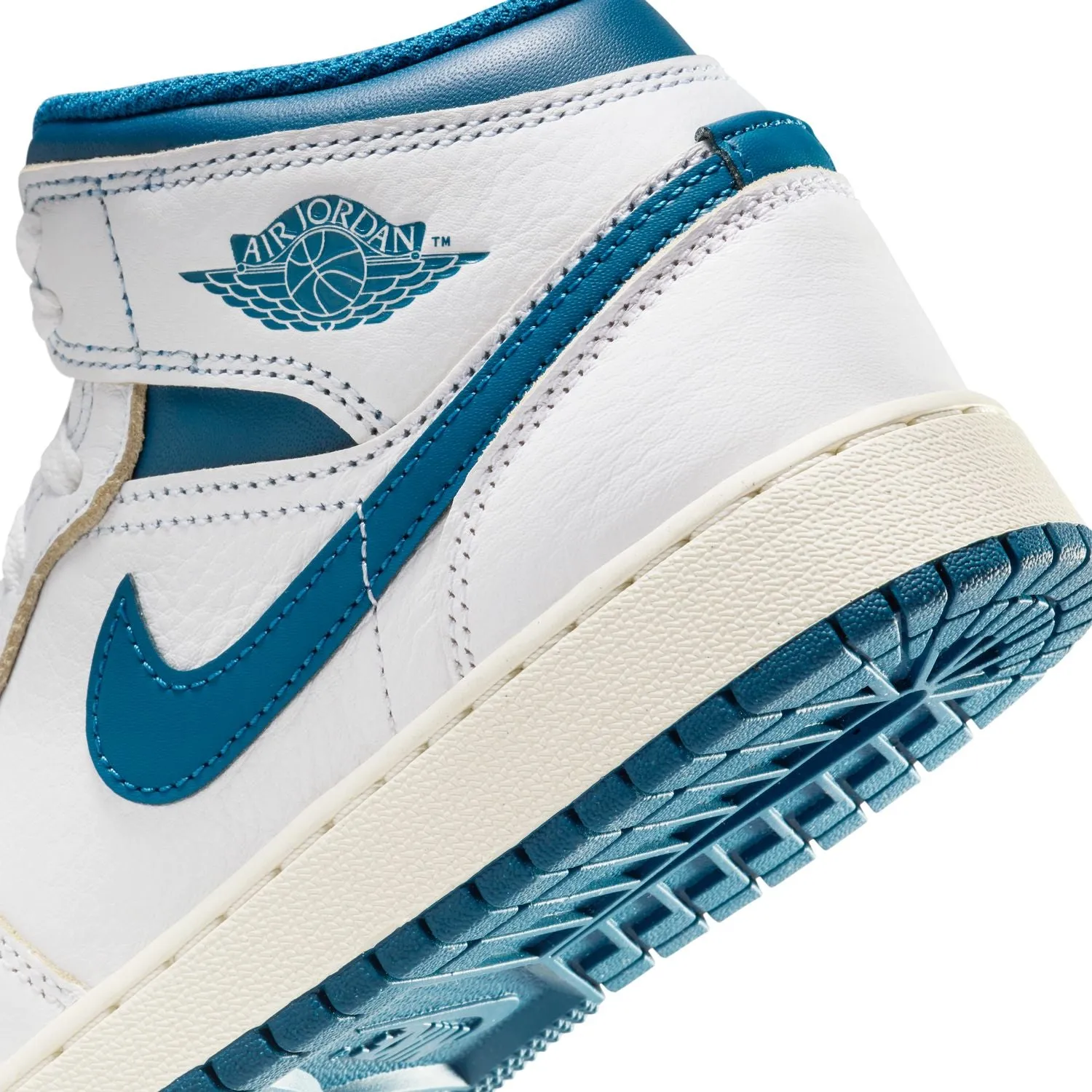 Kids Air Jordan 1 Mid 'Weiß Industrial Blau'