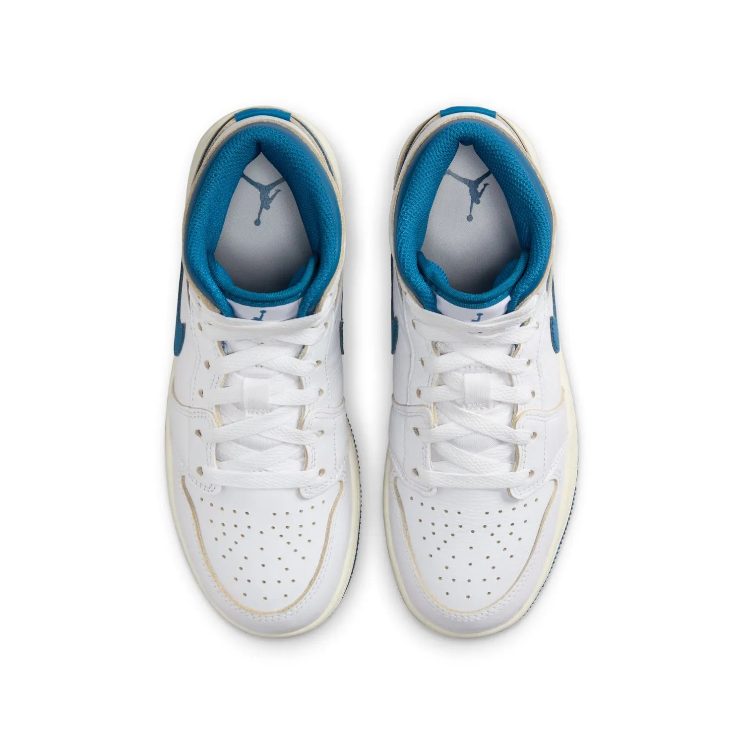 Kids Air Jordan 1 Mid 'Weiß Industrial Blau'