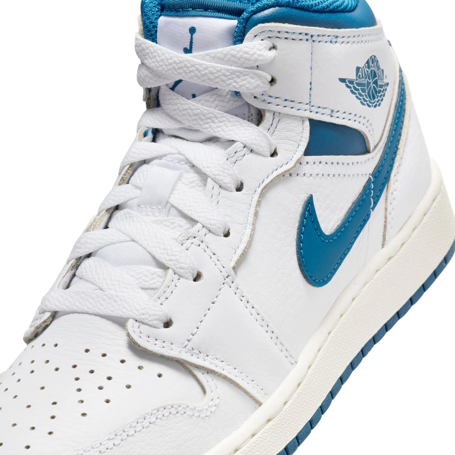 Kids Air Jordan 1 Mid 'Weiß Industrial Blau'