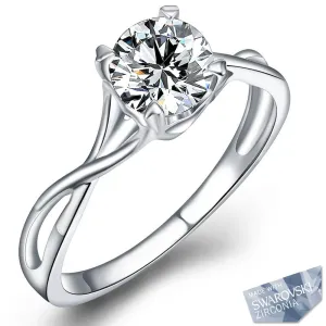 Krystal Couture Ohrringe 925 Silber Akazia Solitär Ring | Klar