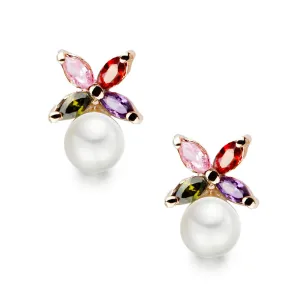 Krystal Couture Schmuck Frühlingsperlenblüten Ohrringe | Mehrfarbig