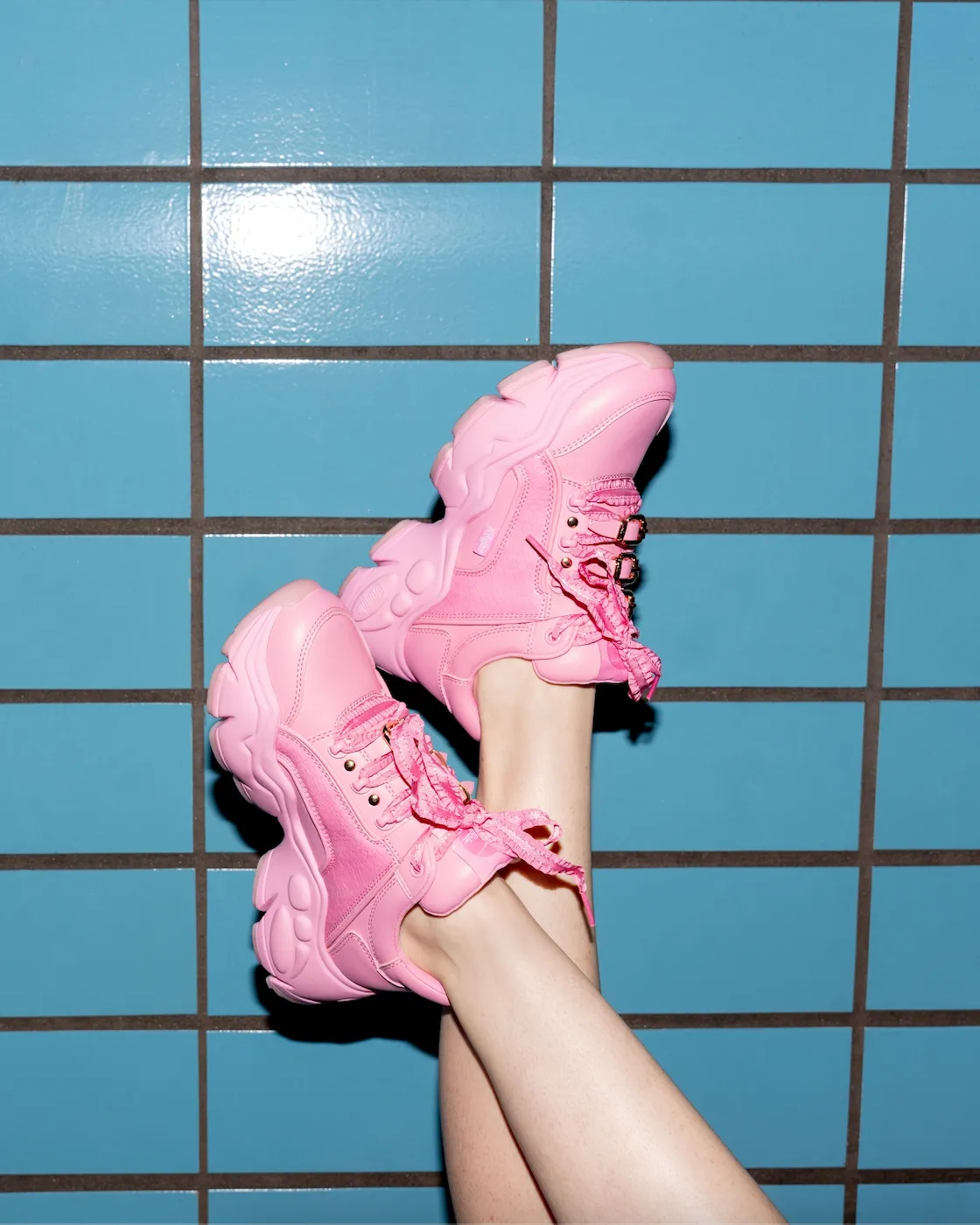 MH x BUFFALO BINARY SNEAKER ROSA KROKO