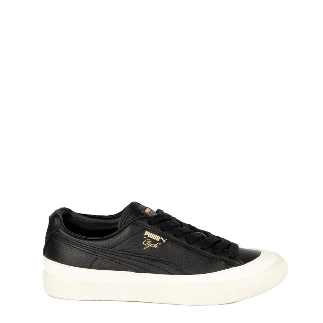 Puma Damen Clyde Gummikappe Leder Turnschuh Puma Schwarz / Flüsterweiß