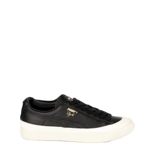 Puma Damen Clyde Gummikappe Leder Turnschuh Puma Schwarz / Flüsterweiß