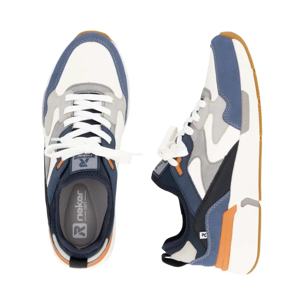Rieker Herren Justus 03 Sneaker in Jeans/Dirty White/Cement