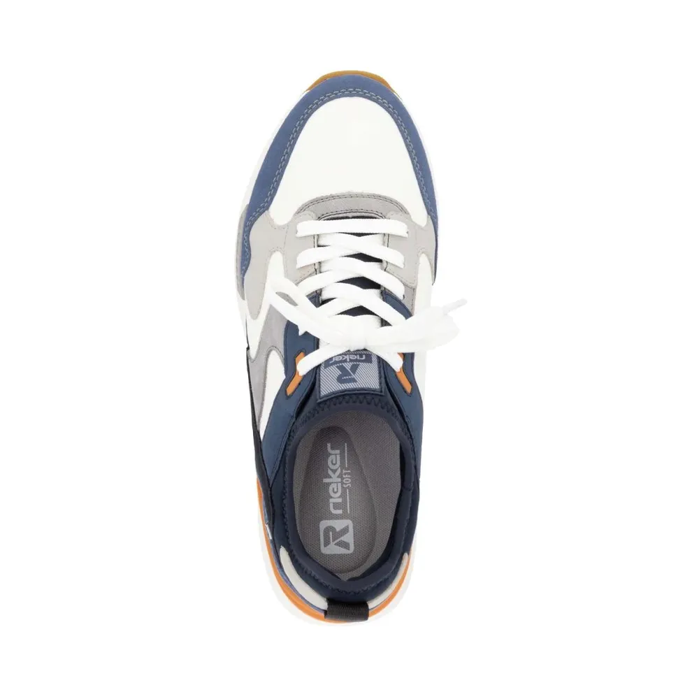 Rieker Herren Justus 03 Sneaker in Jeans/Dirty White/Cement