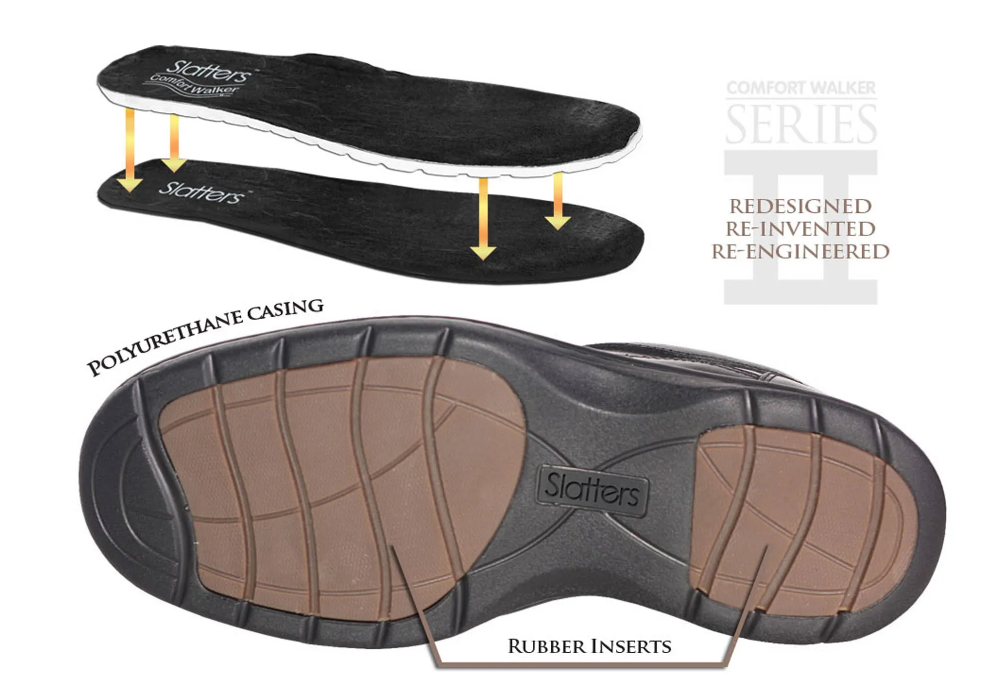 Slatters Accord Herren Weite Passform Schlupf-Leder Komfort Wanderschuhe Slatters Schuhe