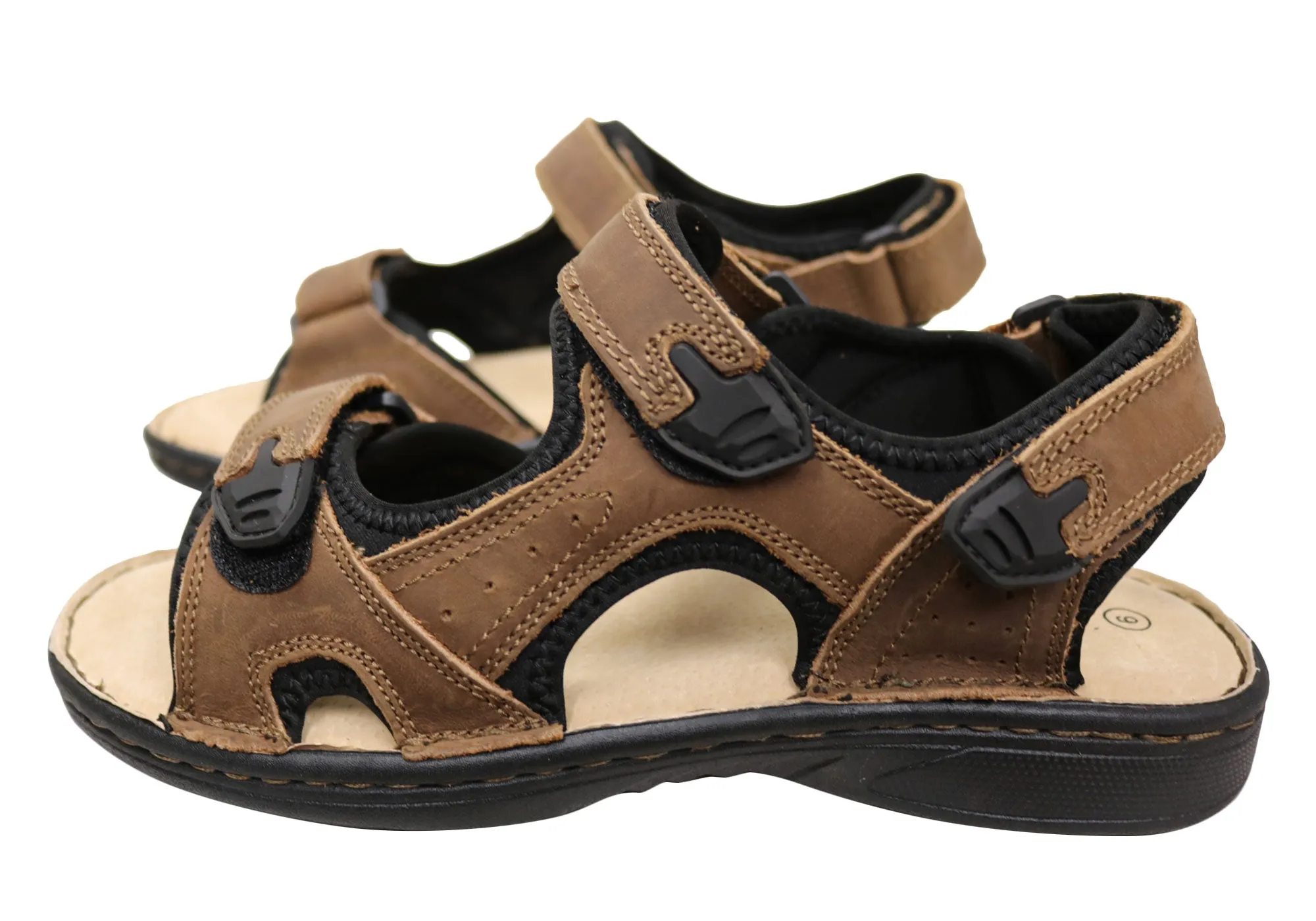 Slatters Kingsmen Herren Bequeme Verstellbare Ledersandalen Slatters Schuhe