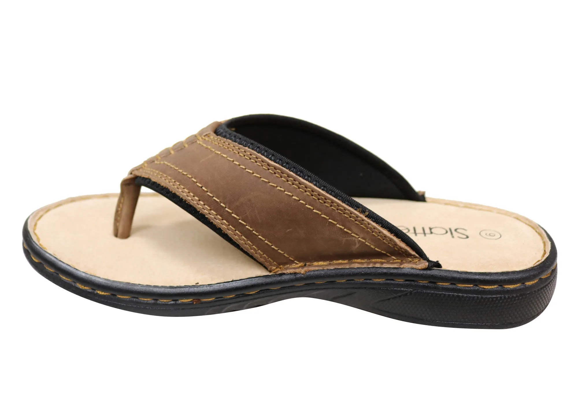 Slatters Kyte Herren Bequeme Leder-Thongs Flip-Flops Slatters Schuhe
