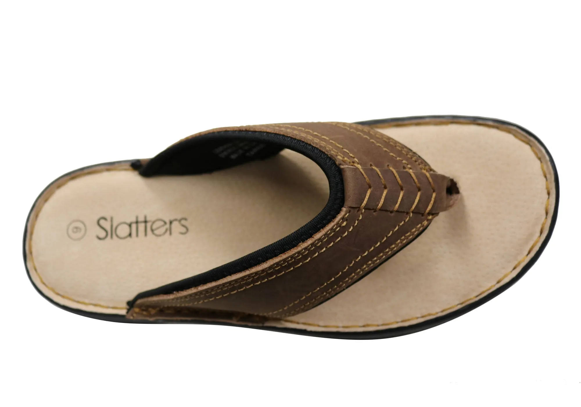 Slatters Kyte Herren Bequeme Leder-Thongs Flip-Flops Slatters Schuhe