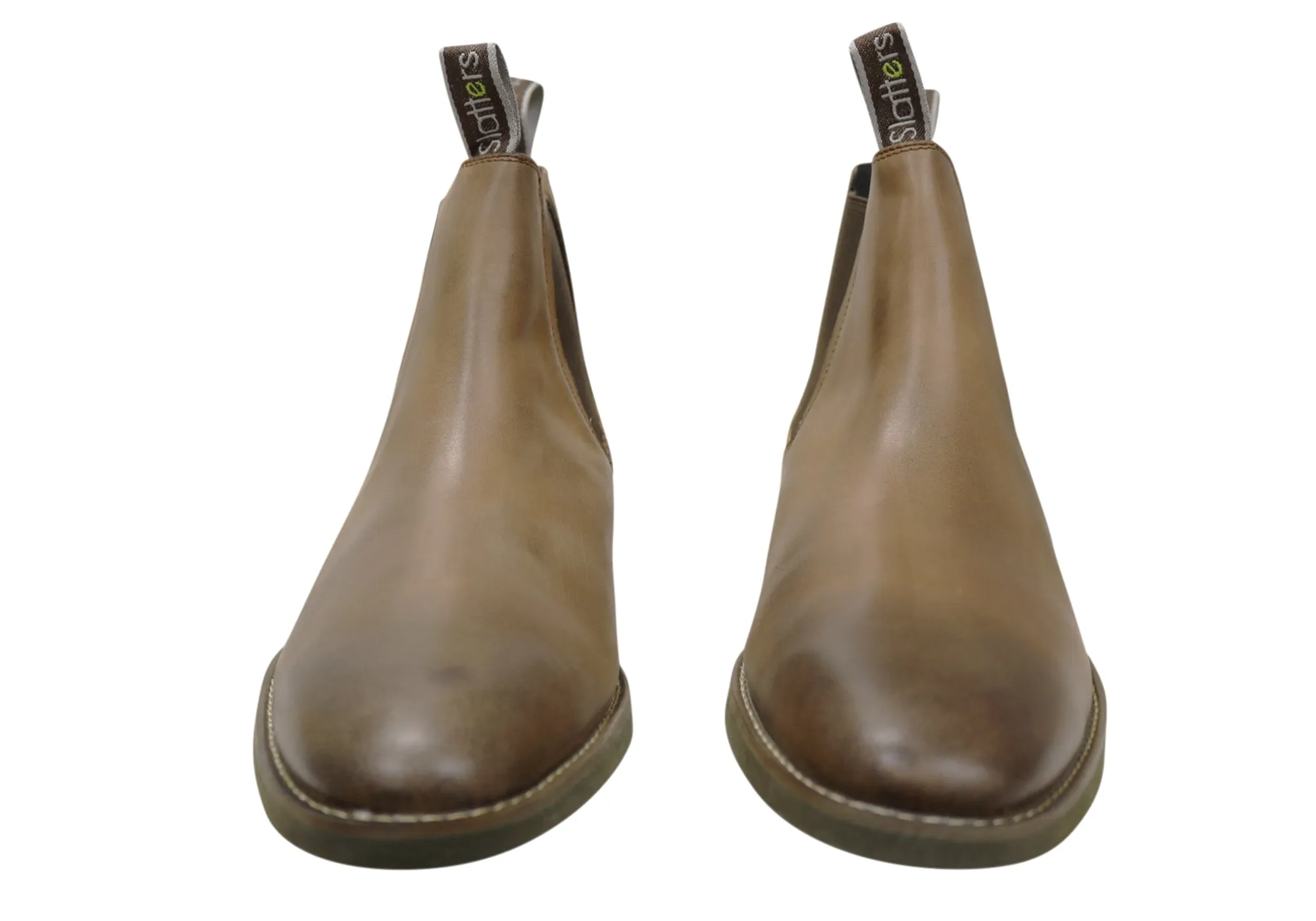 Slatters Optimum Herren Bequeme Leder Chelsea Stiefel zum Reinziehen Slatters Schuhe