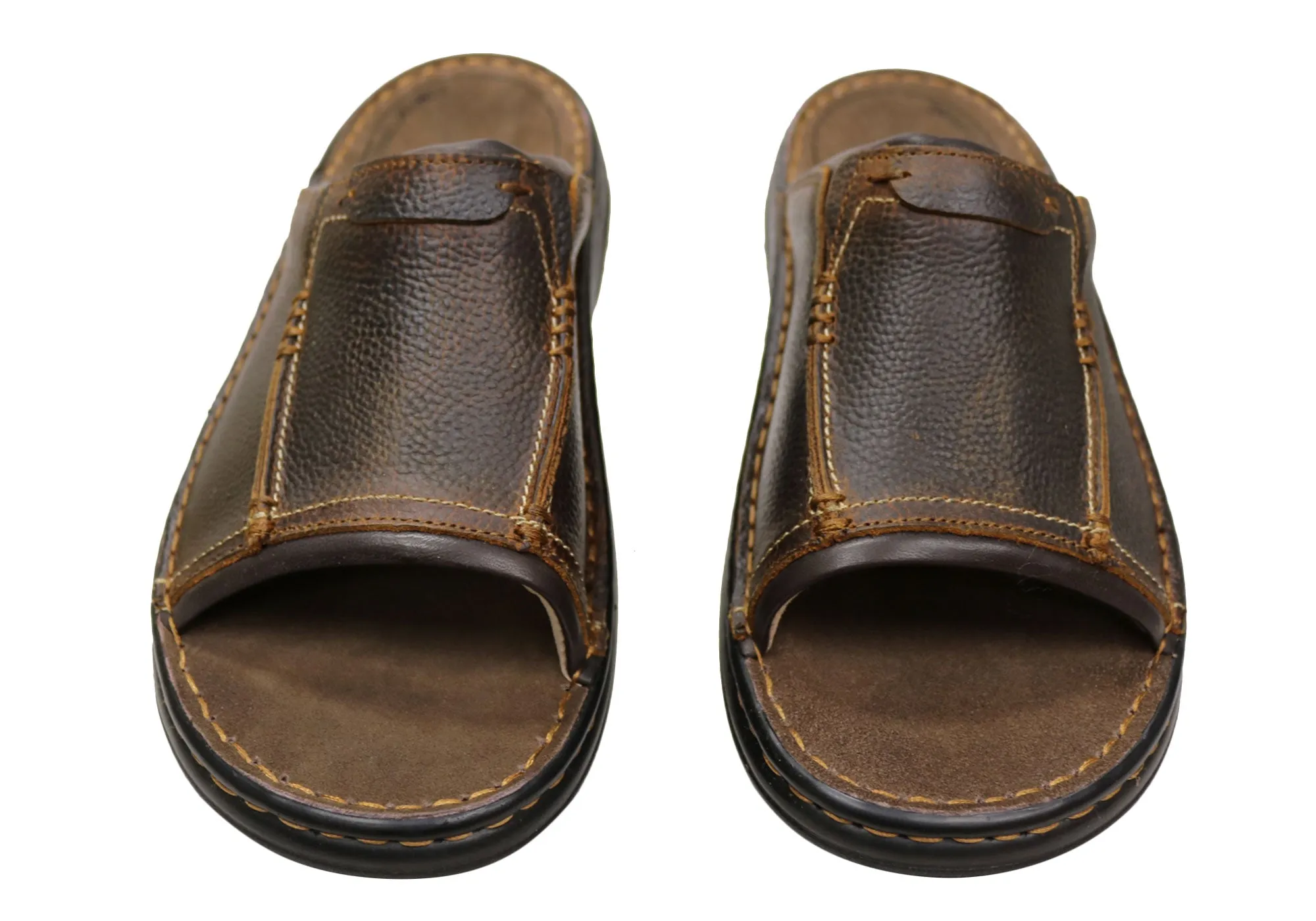 Slatters Tonga Herren Bequeme Leder-Slides Sandalen Slatters Schuhe