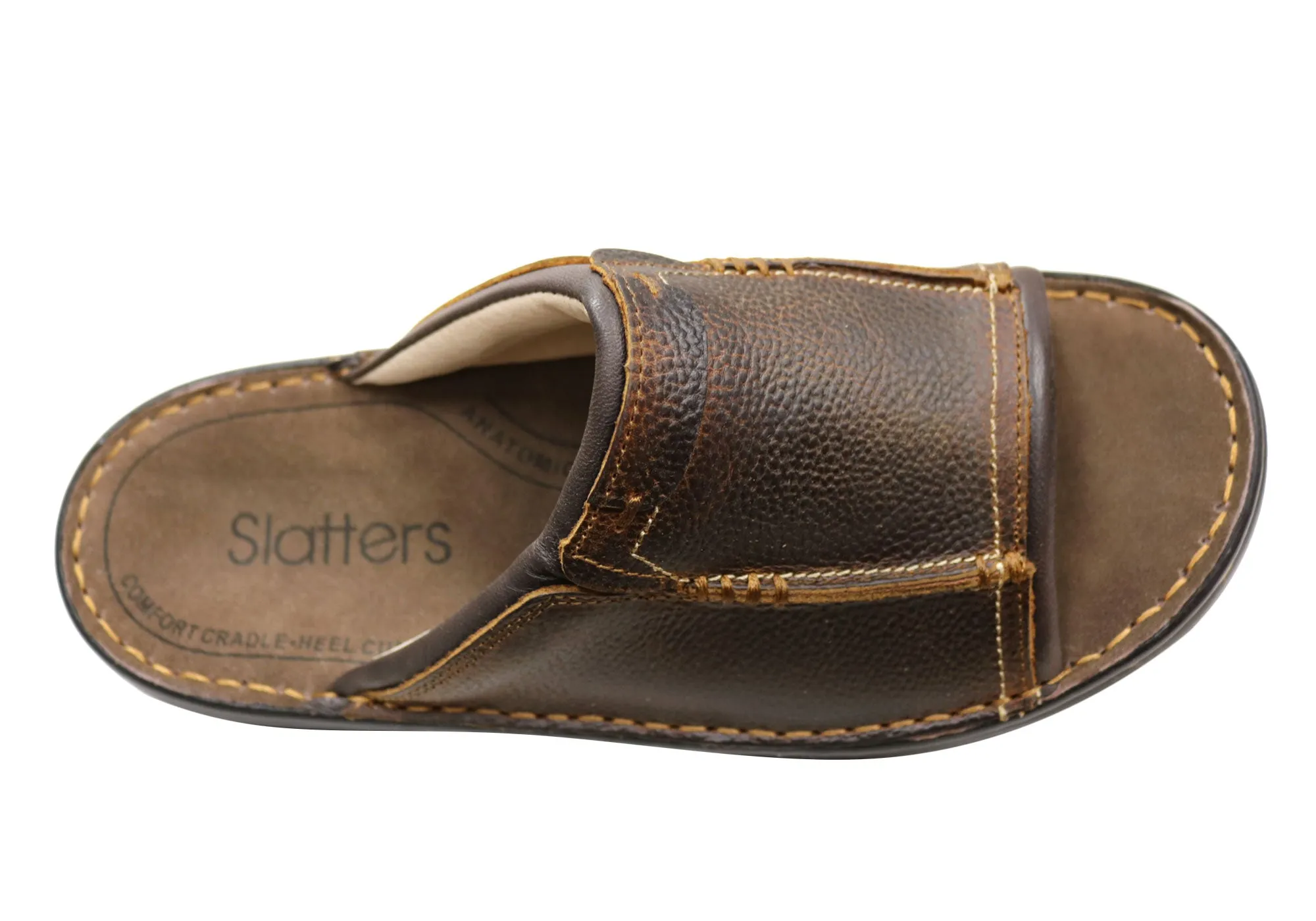 Slatters Tonga Herren Bequeme Leder-Slides Sandalen Slatters Schuhe