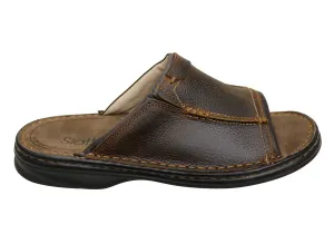 Slatters Tonga Herren Bequeme Leder-Slides Sandalen Slatters Schuhe
