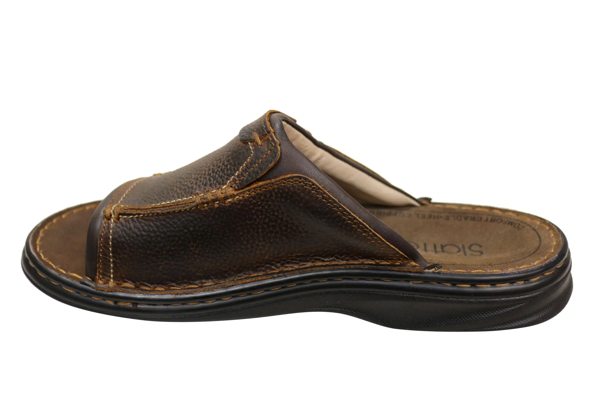 Slatters Tonga Herren Bequeme Leder-Slides Sandalen Slatters Schuhe
