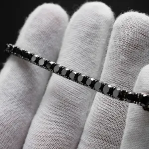 Tennis bracelet 750 white gold 44 black diamonds 12.88ct 19cm
