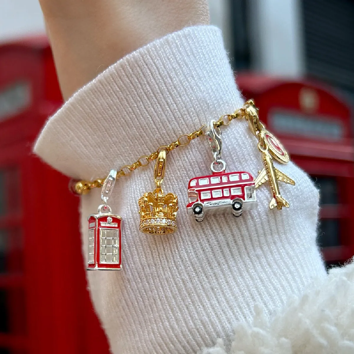 Thomas Sabo Damen Charms Schmuck Anhänger Flugzeug goldfarben