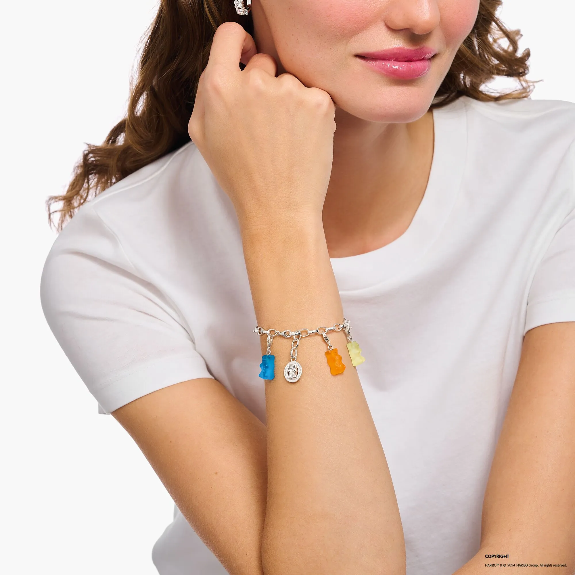 Thomas Sabo Damen Charms Schmuck Anhänger Goldbären in Weiß