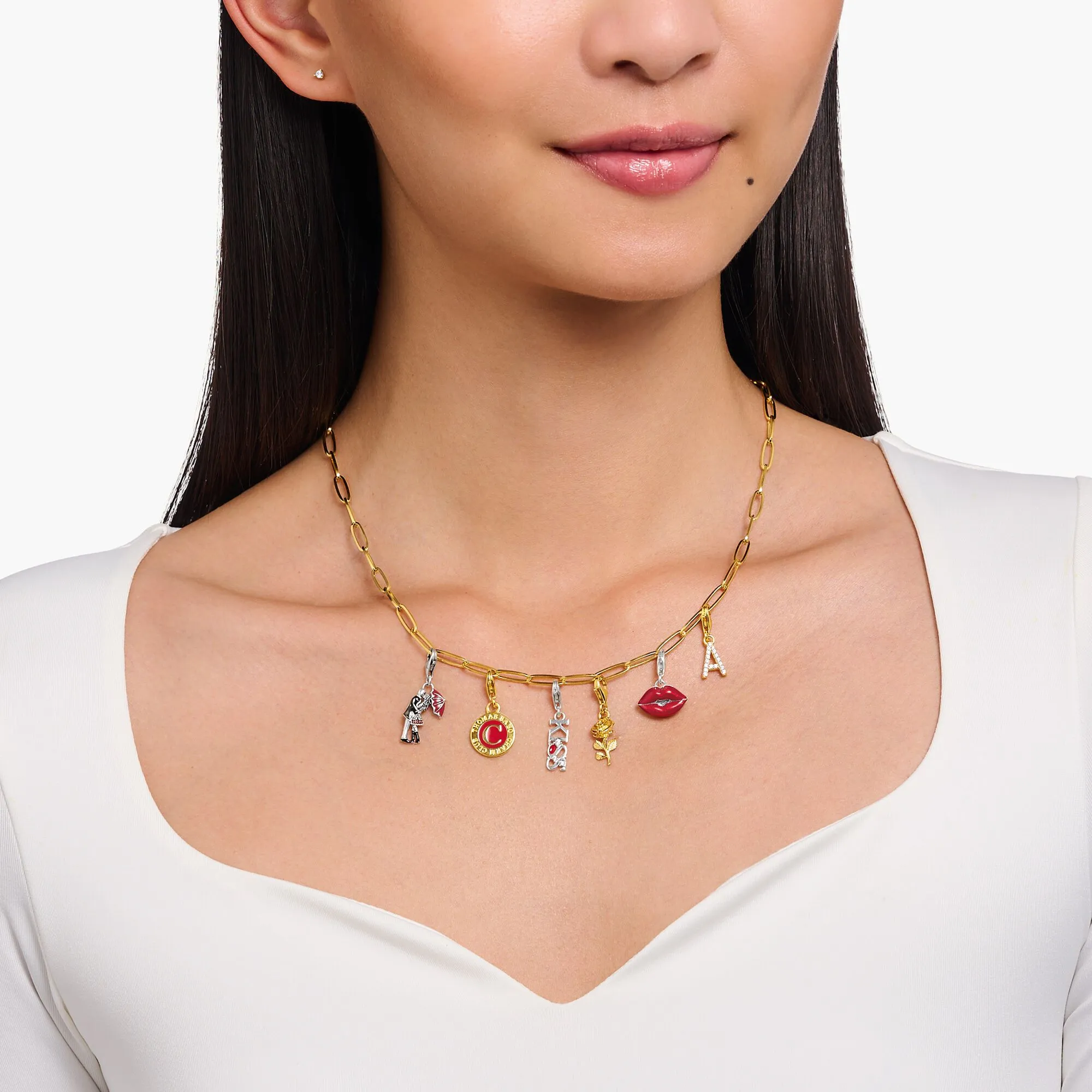 Thomas Sabo Damen Charms Schmuck Charm-Anhänger mit roten Schmolllippen