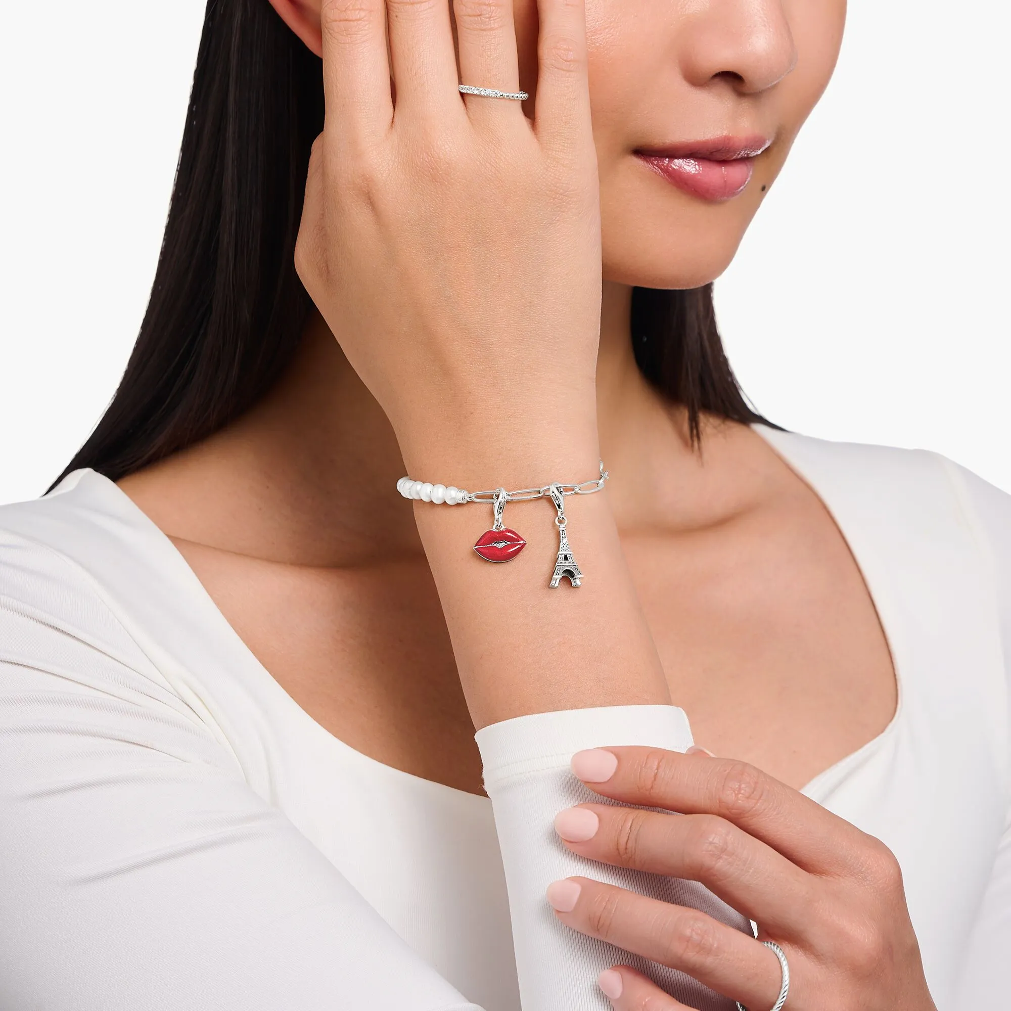 Thomas Sabo Damen Charms Schmuck Charm-Anhänger mit roten Schmolllippen