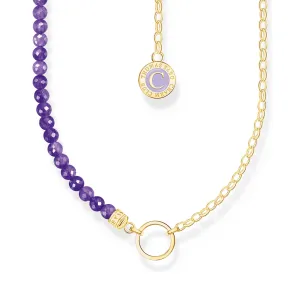 Thomas Sabo Damenketten Gold Member Charm Halskette mit violetten Perlen