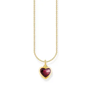 Thomas Sabo Damen Halsketten Herz Anhänger Halskette Gold mit rotem Zirkonia