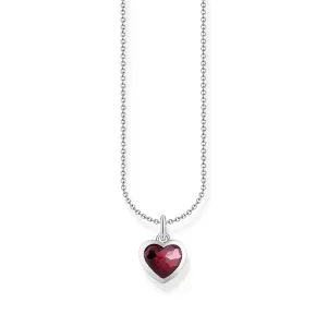 Thomas Sabo Damen Halsketten Herz-Anhänger-Kette Silber mit rotem Zirkonia