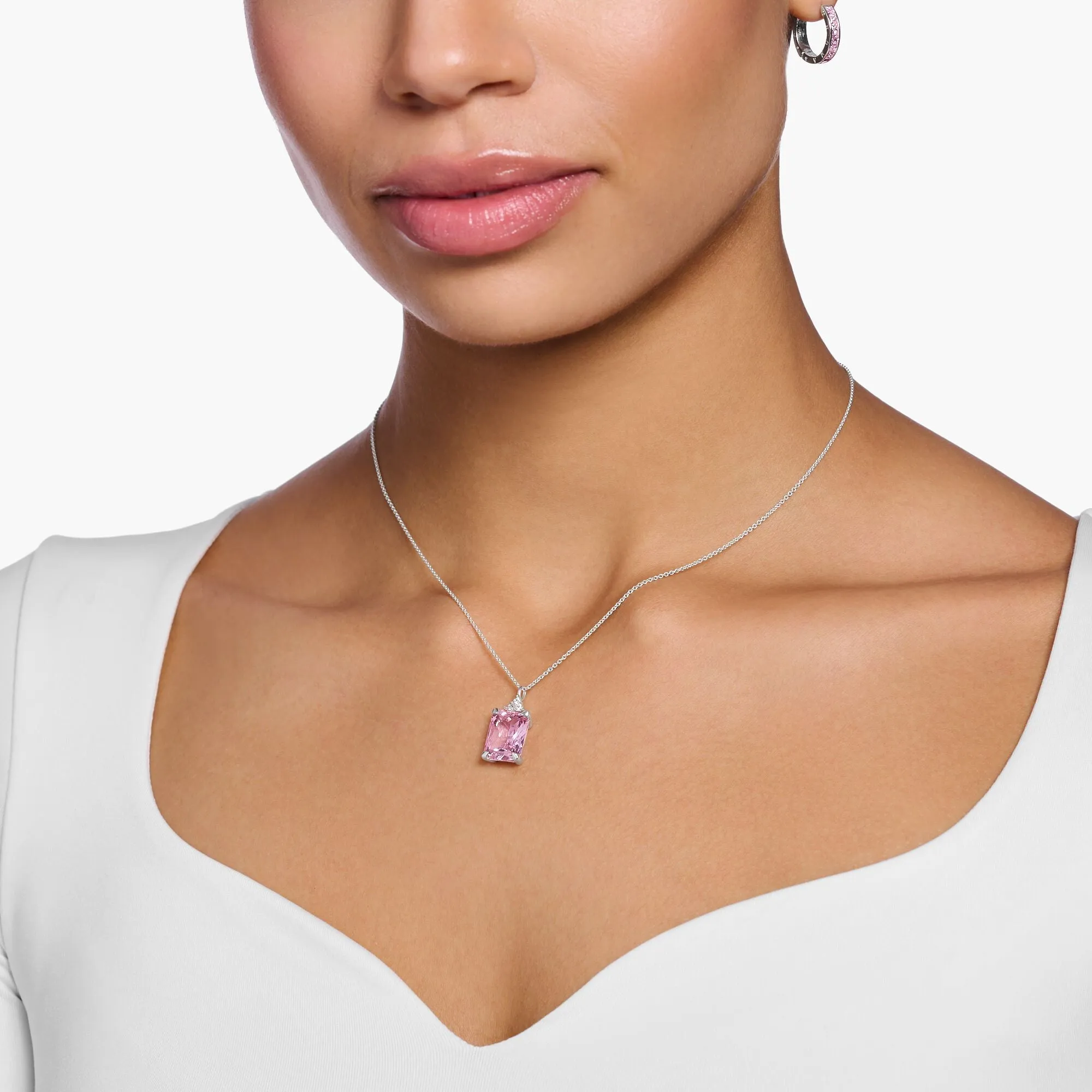 Thomas Sabo Damenketten Heritage Pink Stone Silberkette