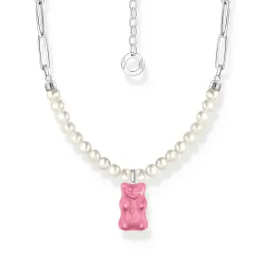 Thomas Sabo Damenketten Gliederkette mit Roségoldbär & Süßwasserperlen