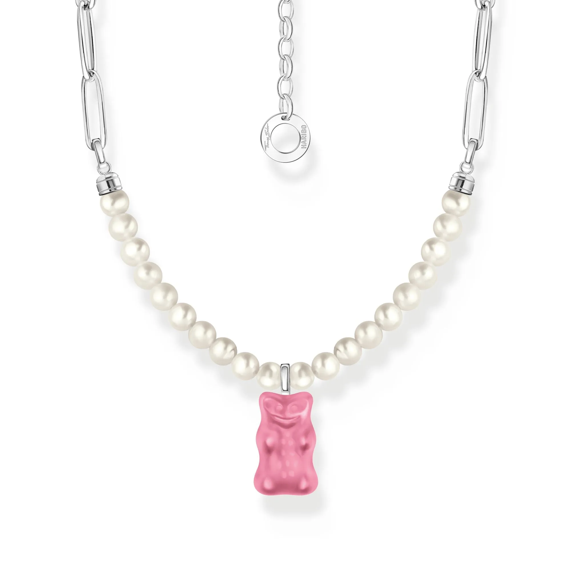 Thomas Sabo Damenketten Gliederkette mit Roségoldbär & Süßwasserperlen