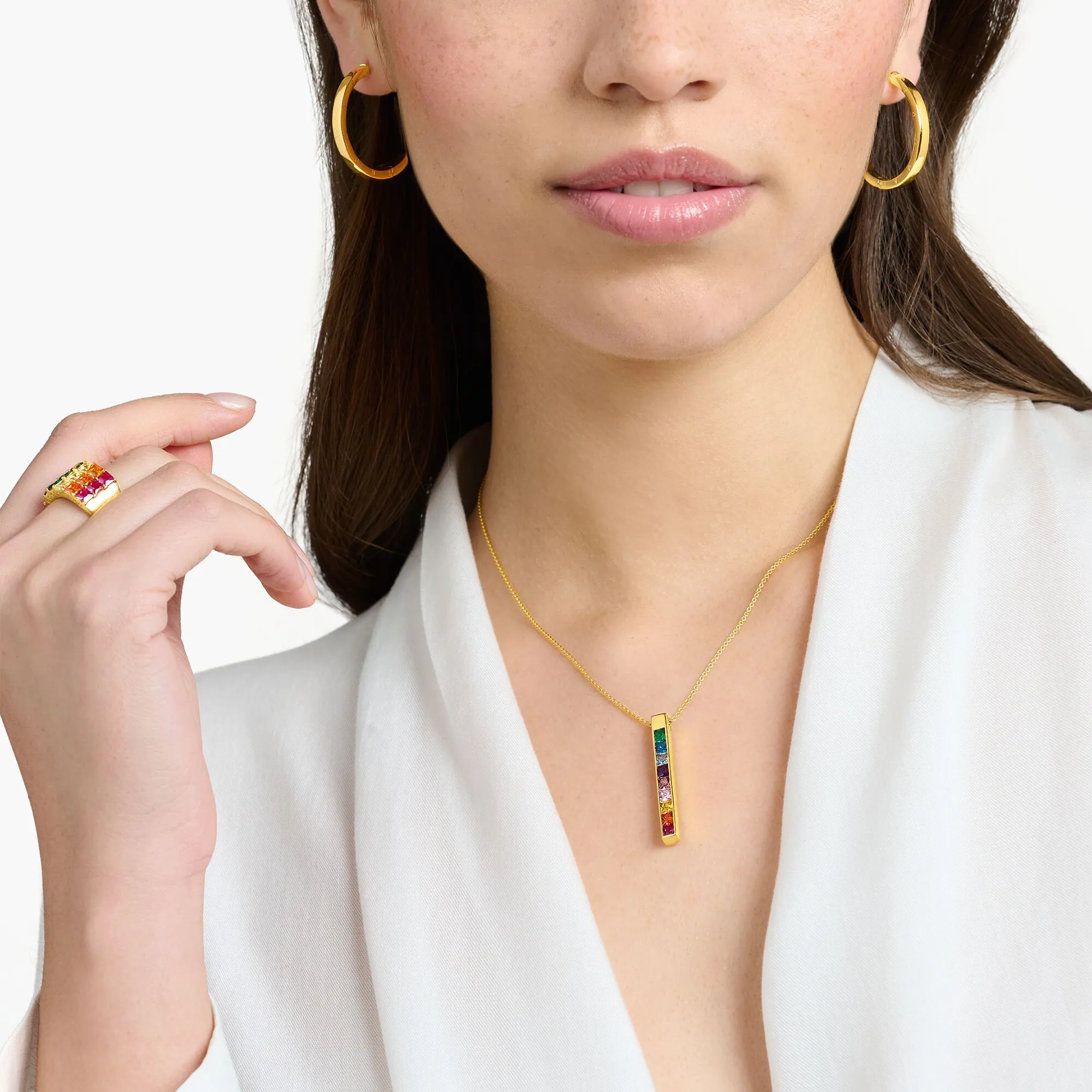 Thomas Sabo Damenketten Halskette bunte Steine Gold