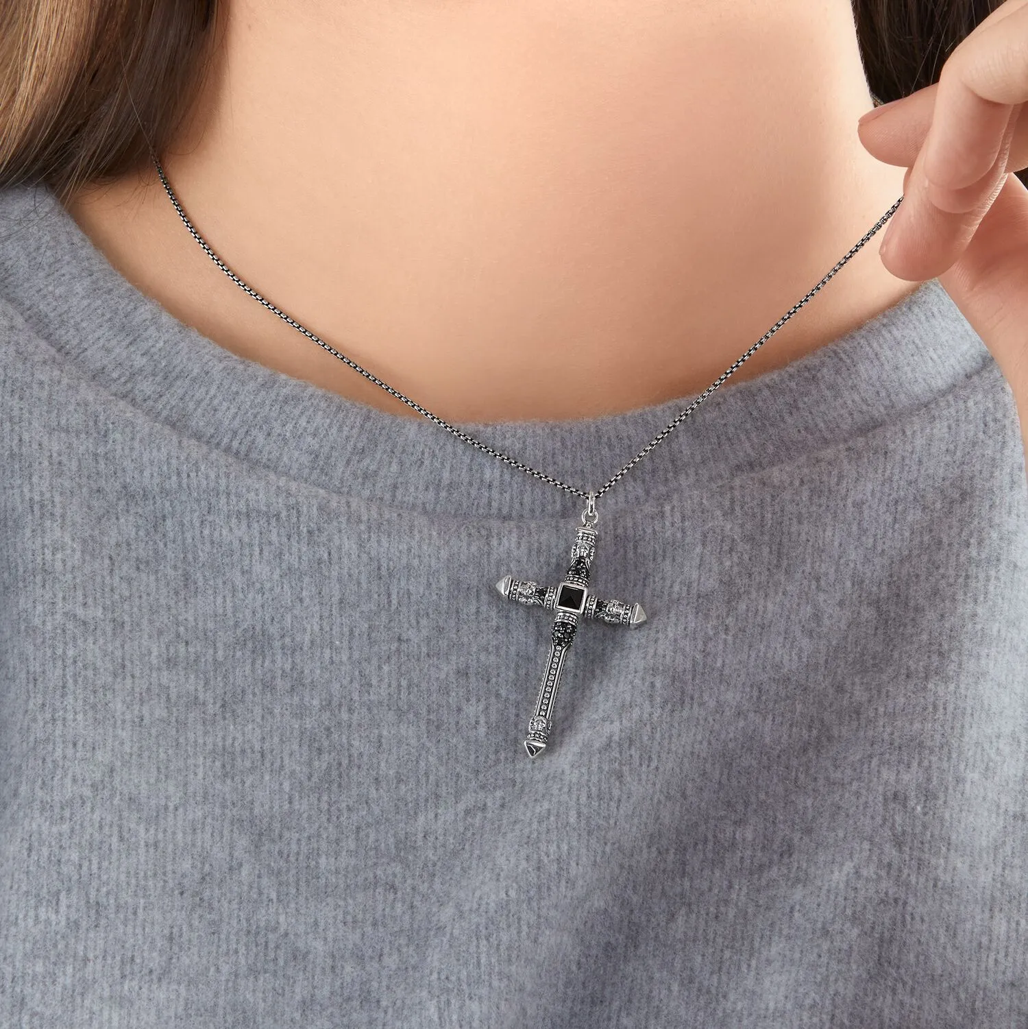Thomas Sabo Damenketten Halskette Kreuz Silber