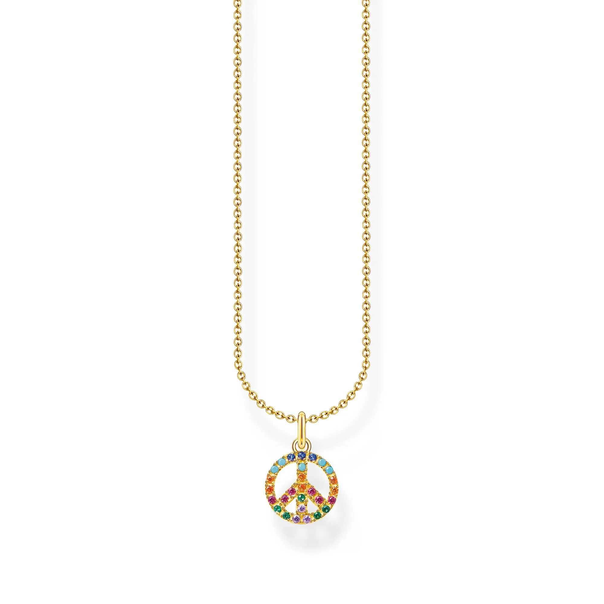 Thomas Sabo Damenketten Halskette Frieden mit bunten Steinen Gold