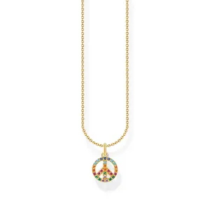 Thomas Sabo Damenketten Halskette Frieden mit bunten Steinen Gold